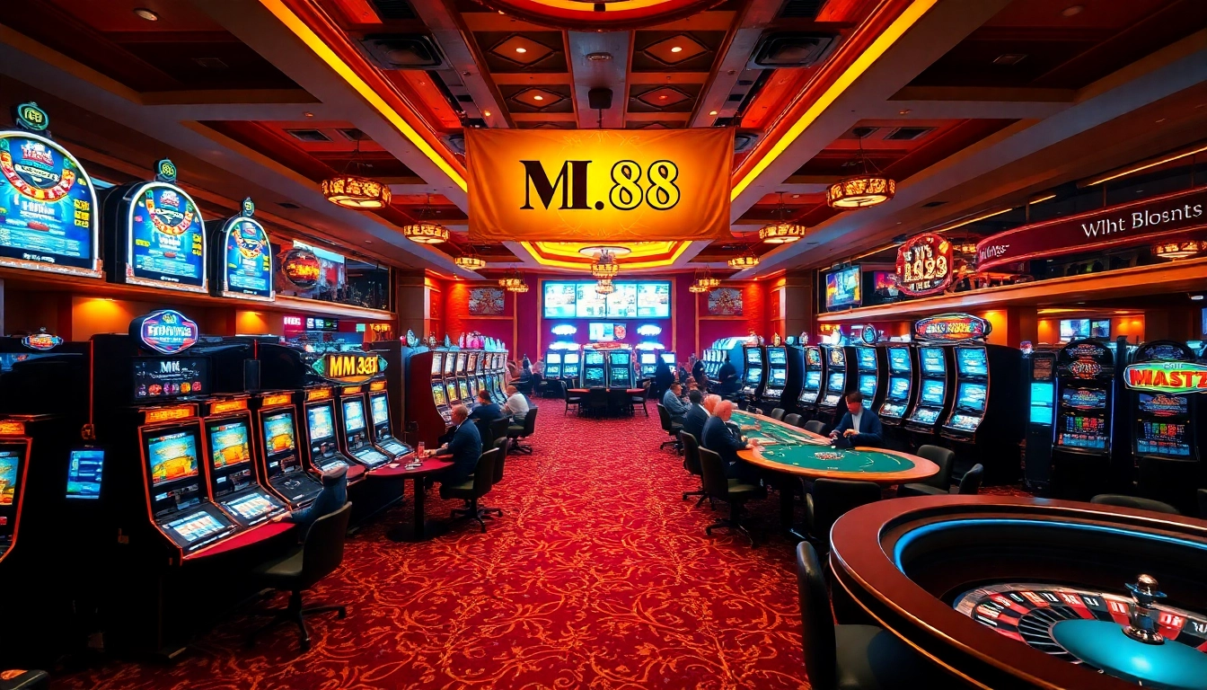 Gamblers enjoying thrilling games at MM 88 casino, showcasing excitement and luxury in every bet.