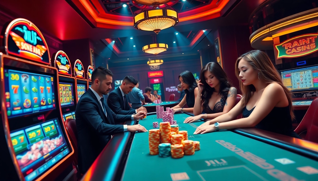 Experience the thrill of JILI gaming at a luxurious casino with vibrant slot machines and engaging gameplay.