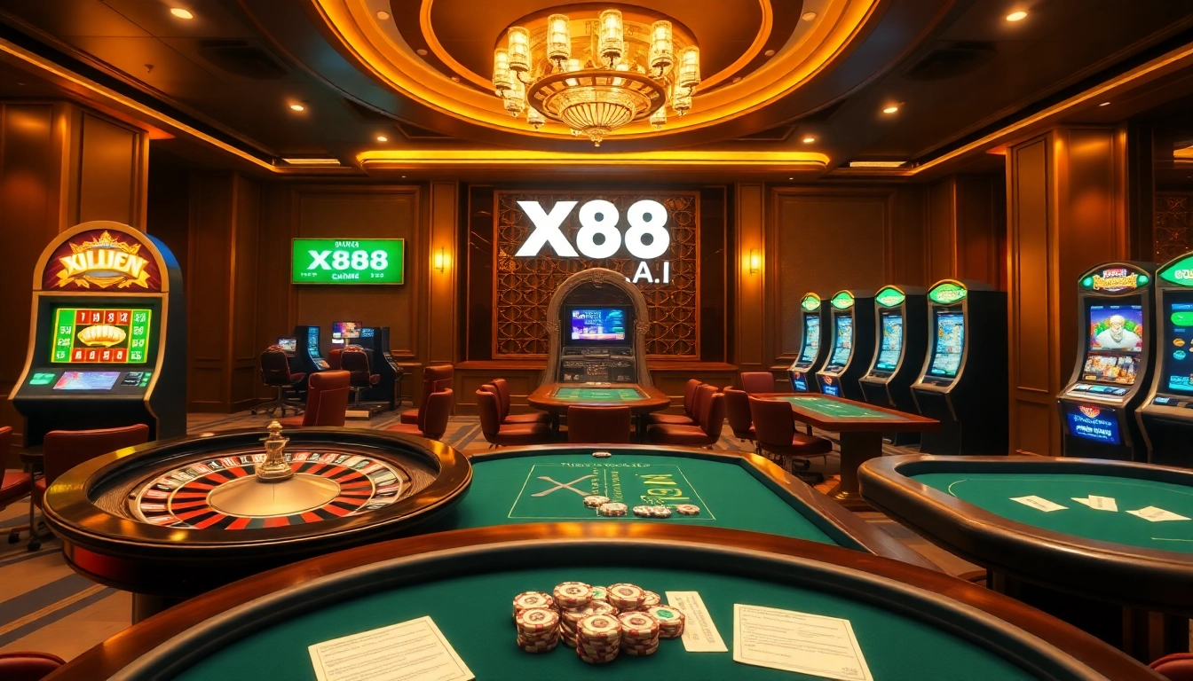 Engage in thrilling gameplay at XX88.AI with vibrant casino tables and poker chips.