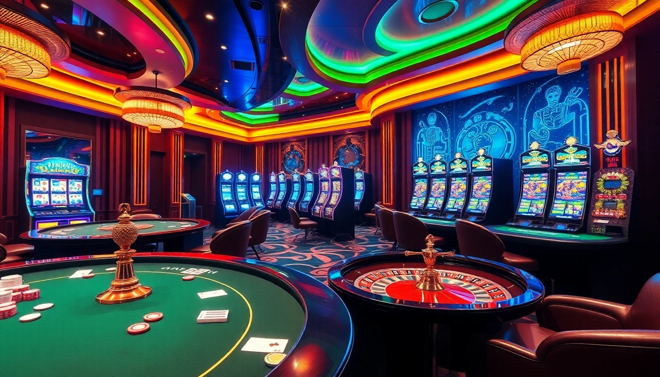 Experience thrilling gaming action at https://kkwin.life/ with vibrant casino tables and digital interfaces.