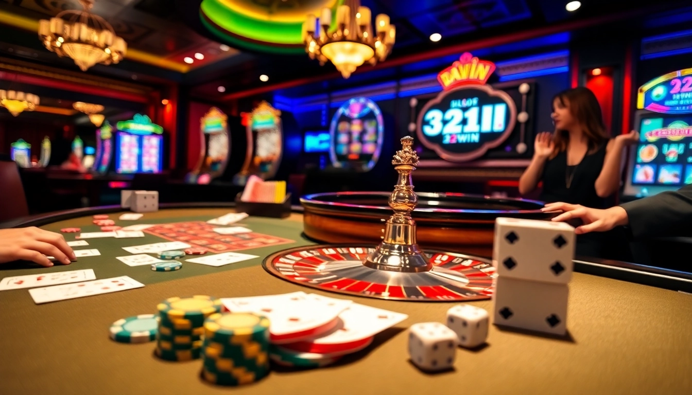 Experience the thrill of betting at 32WIN's luxurious casino tables.
