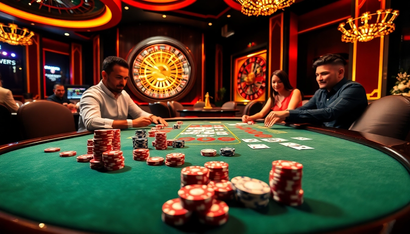 Experience excitement at https://bet299app.com.br/ with players gambling at a luxurious casino table.