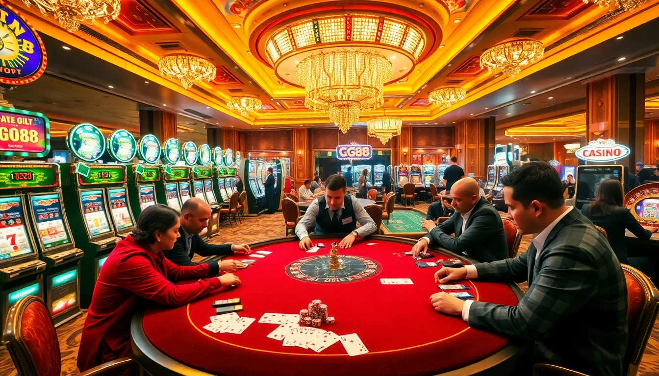 Experience the excitement of GG88 at a luxurious casino table with vibrant games.