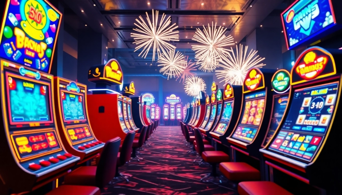 Dynamic online gaming scene illustrating hoki138, featuring colorful slot machines and casino elements that highlight excitement.