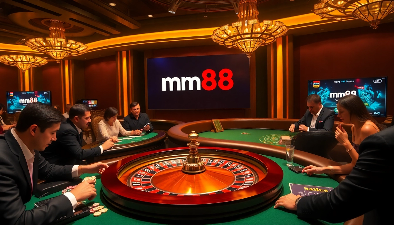 Players enjoying a vibrant casino atmosphere with mm88 online gambling experiences.