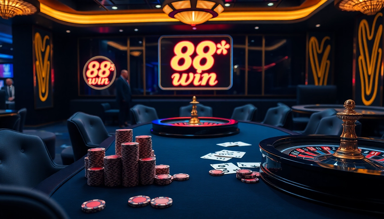 98 win poker table with chips and cards, showcasing thrilling high-stakes gameplay.
