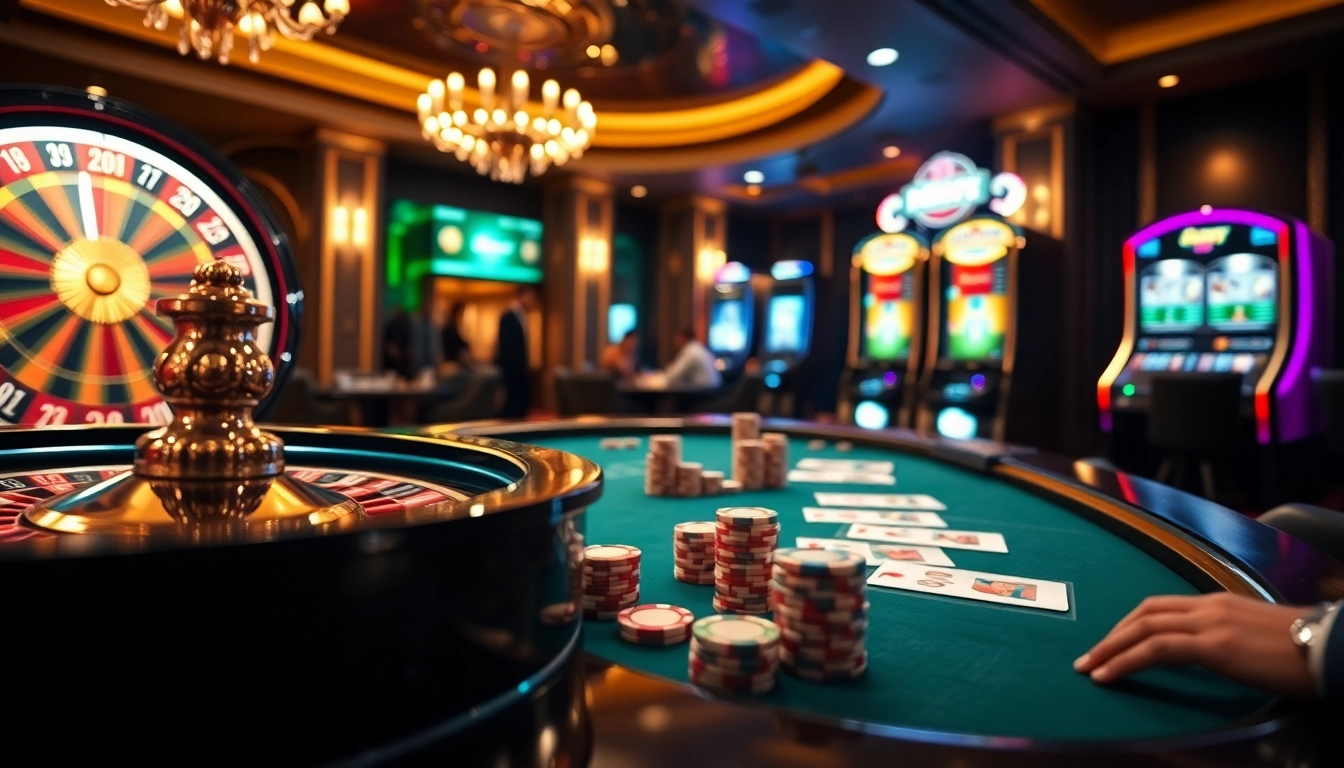 Engaging poker players and vibrant s8-themed casino elements in a luxurious gambling atmosphere.