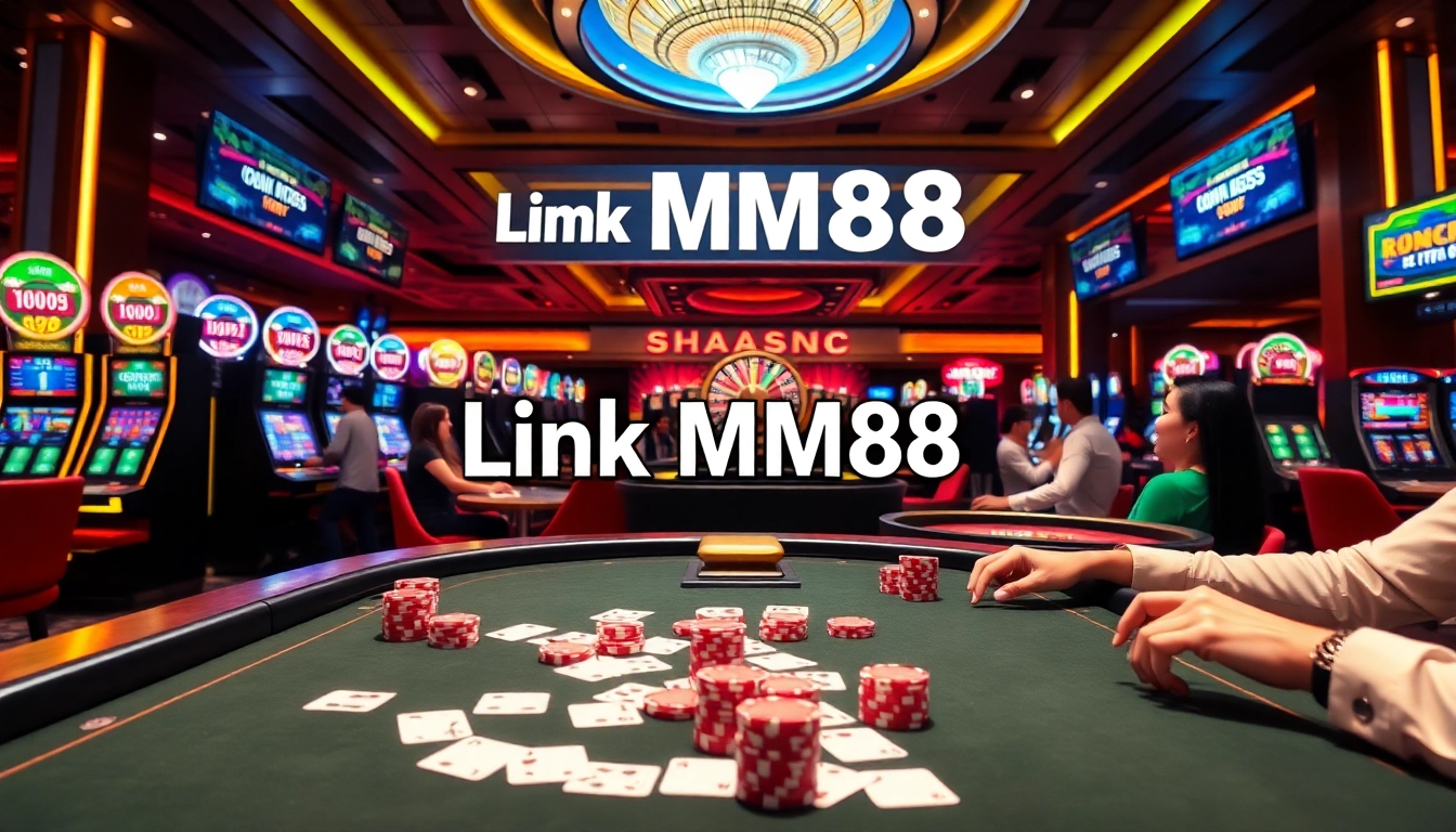 Experience the thrill of gambling with Link MM88 at an exciting casino filled with vibrant games and players.