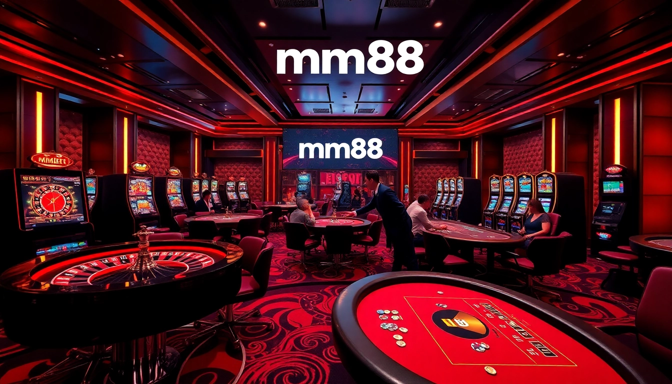 Experience the excitement of mm88 at a luxurious casino with vibrant games and thrilled players.