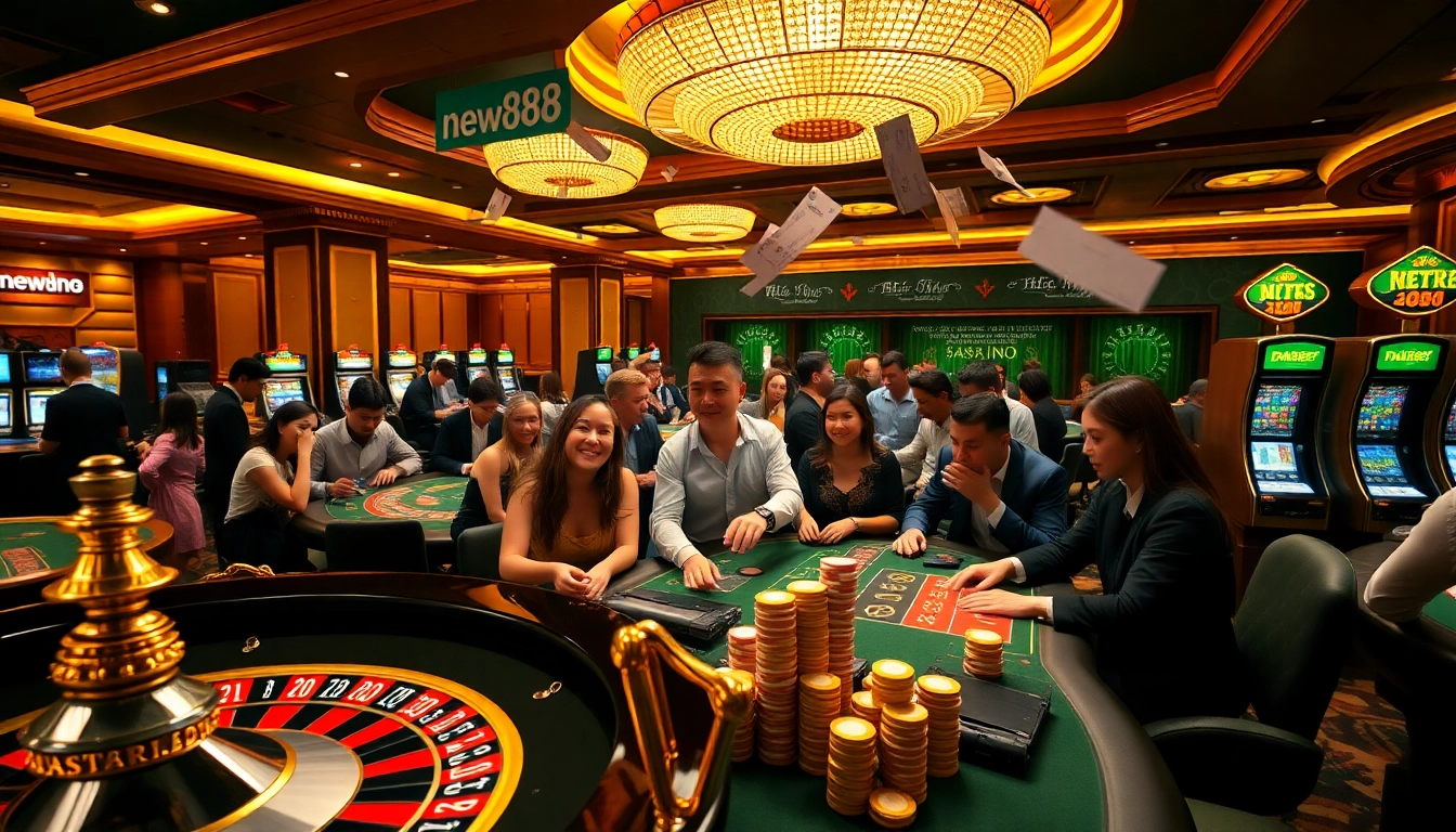 Experience thrilling action at new888 casino games with players enjoying roulette and poker.
