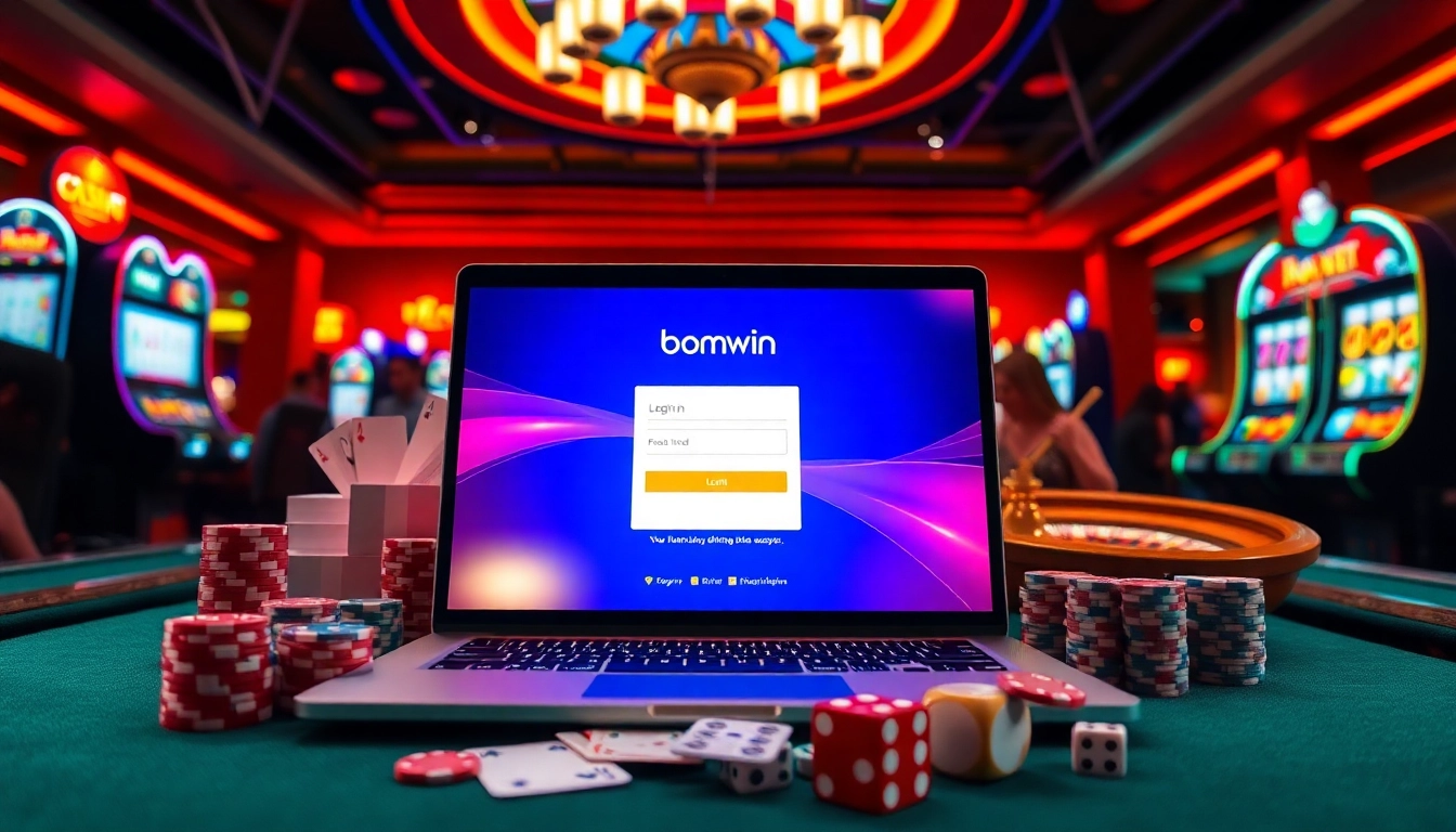 Login interface for Đăng nhập bomwin within a vibrant online casino environment.