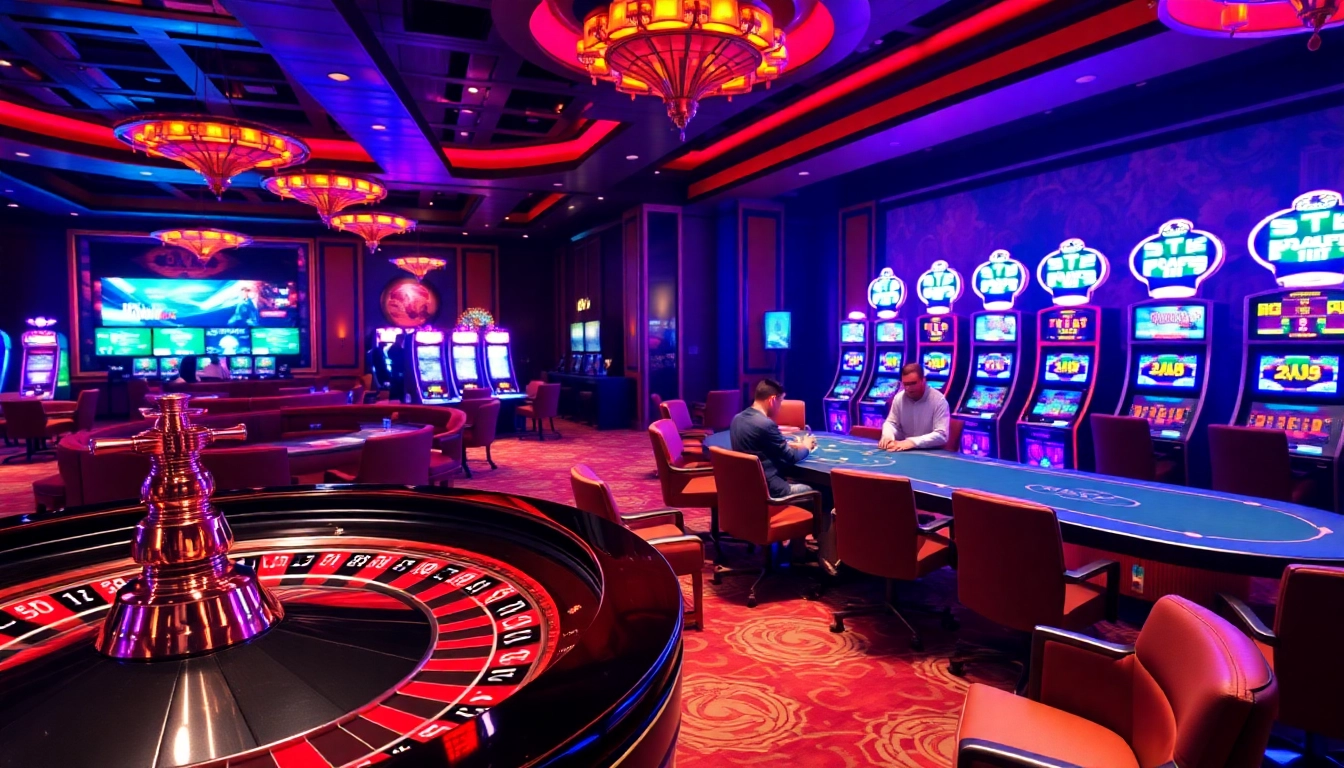 Experience the thrill of situs apiraja88 with a vibrant casino scene featuring poker and slots.
