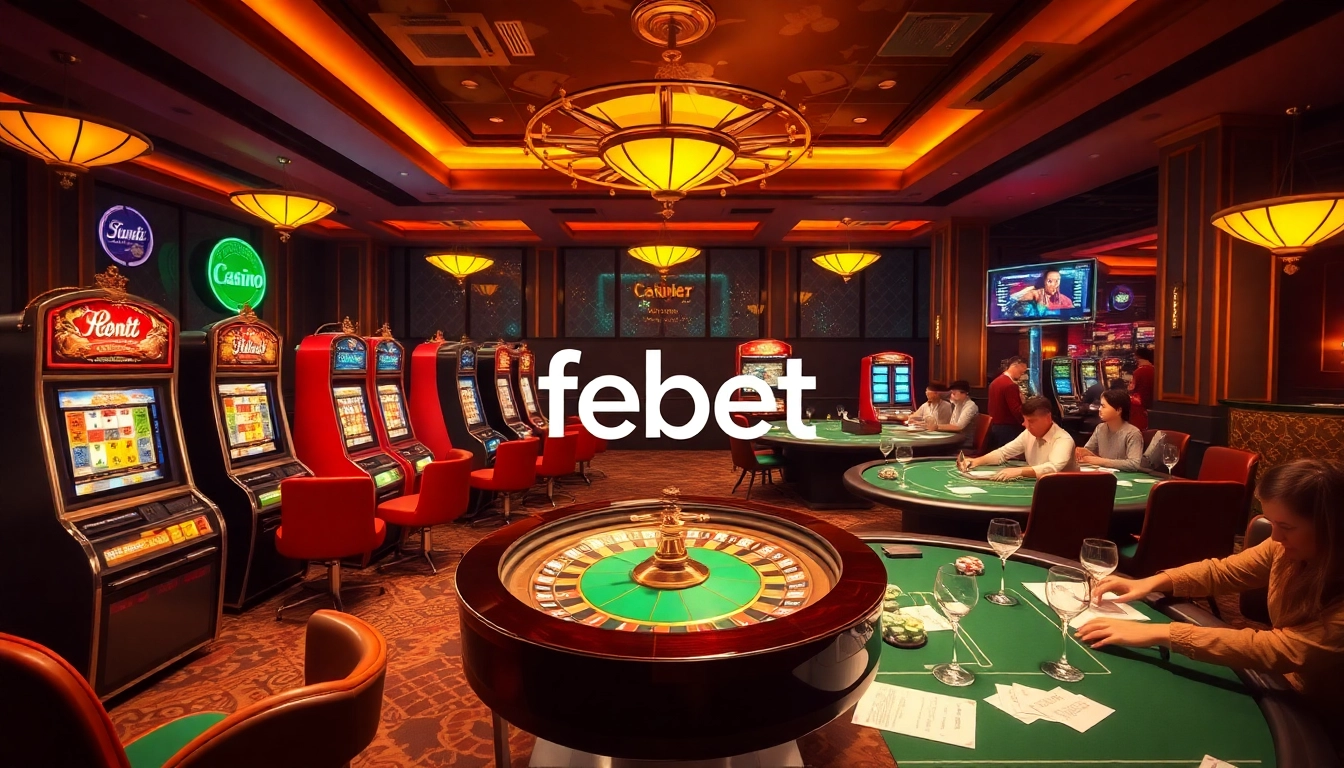 Experience febet's exciting atmosphere with vibrant slot machines and sophisticated poker tables.
