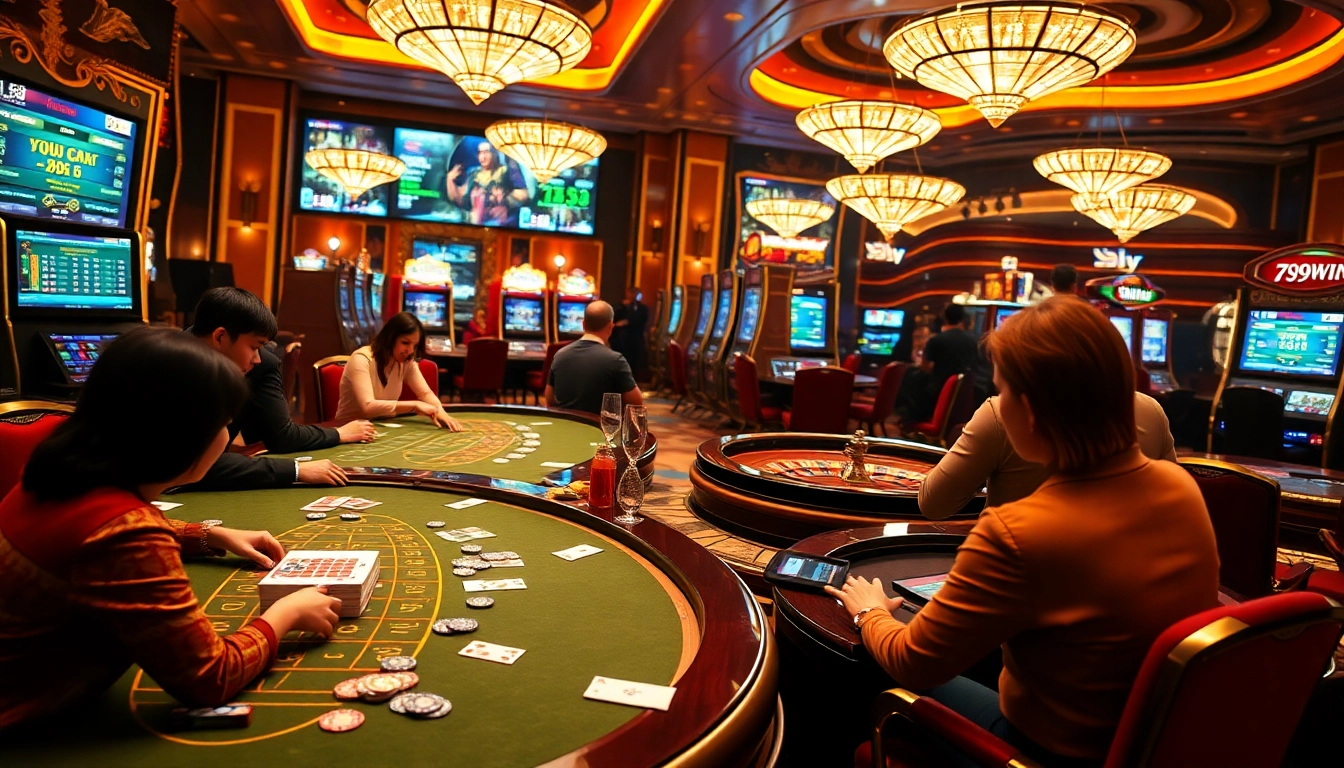 Experience the thrill of betting at 789WIN Casino with vibrant slot machines and poker tables.