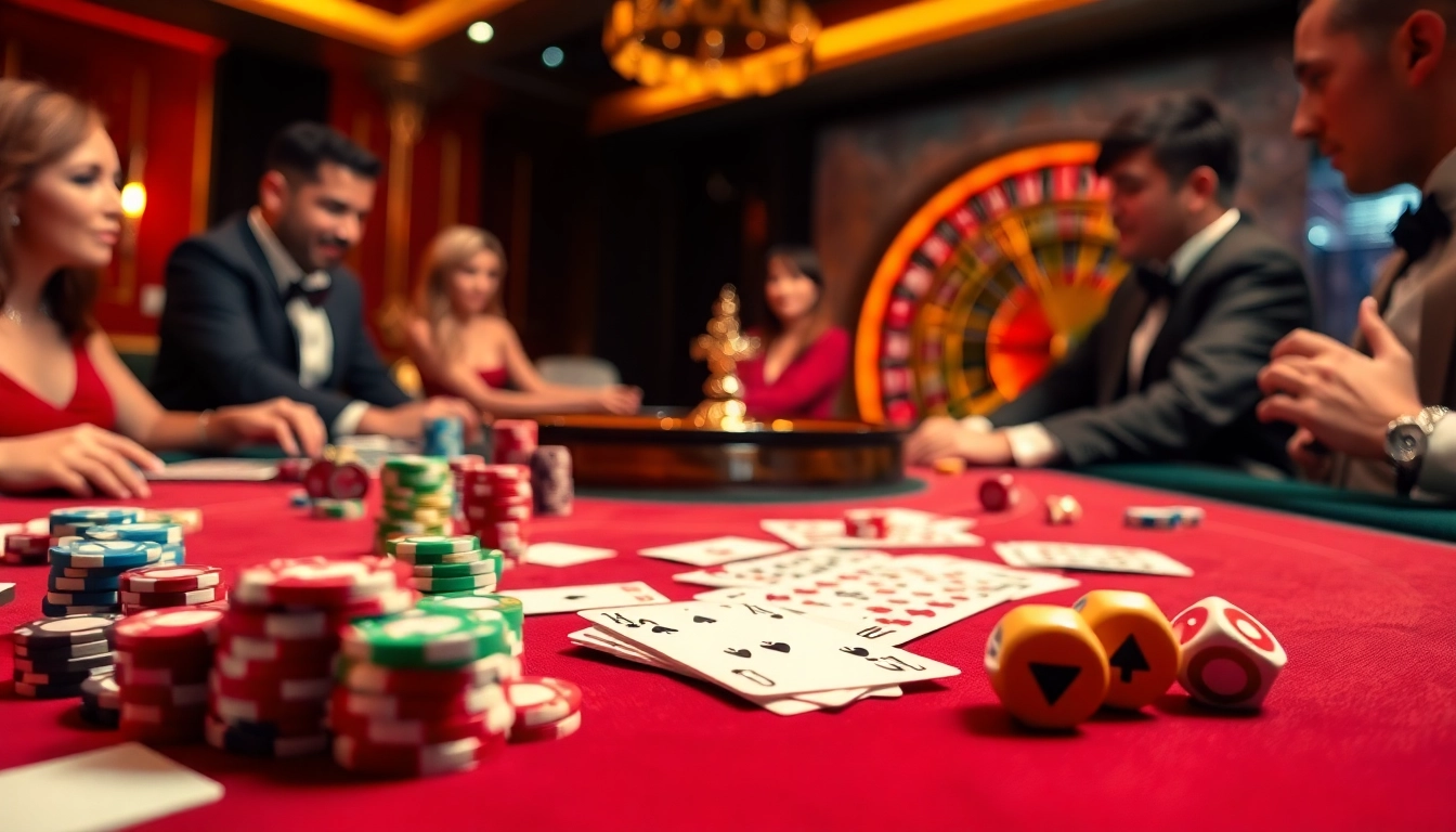 Exciting gameplay at betbdt.art featuring poker chips, cards, and a roulette wheel.
