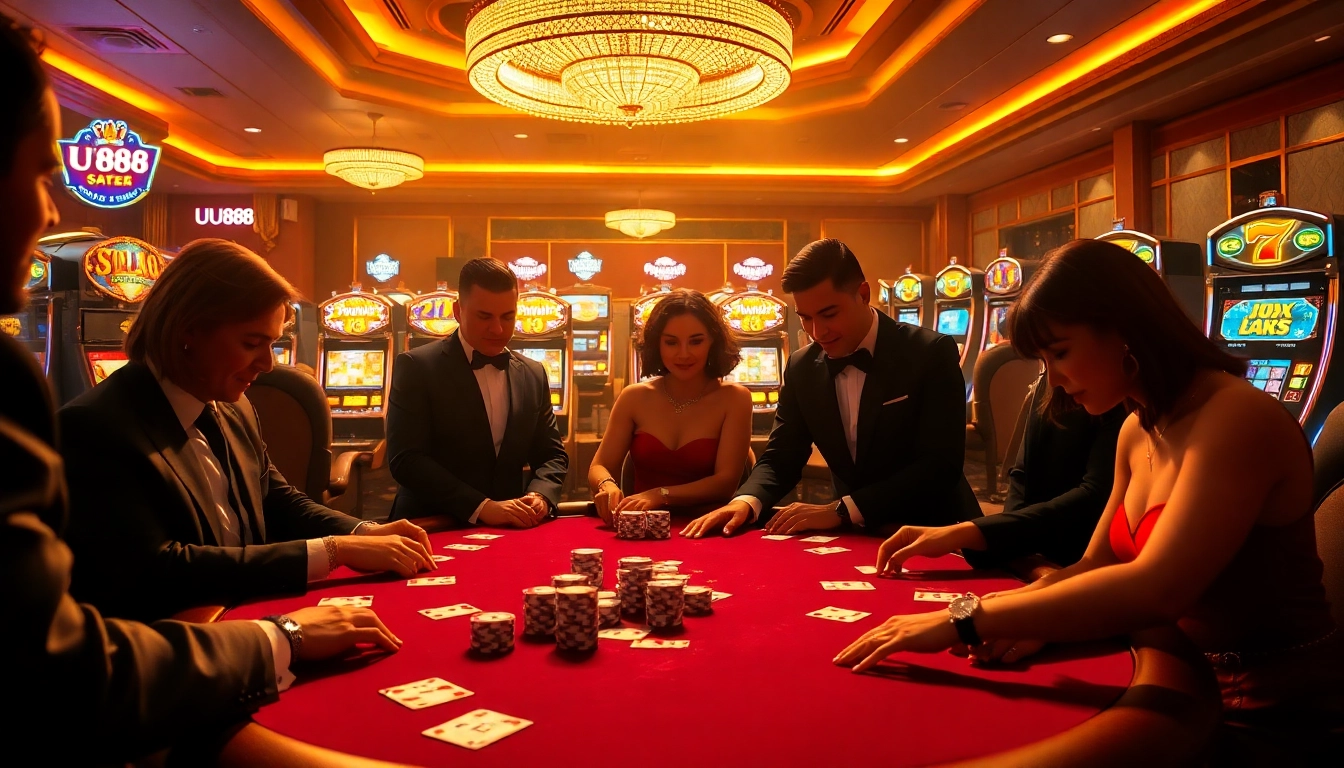 Experience excitement at the UU88 casino table with vibrant poker chips and cards.