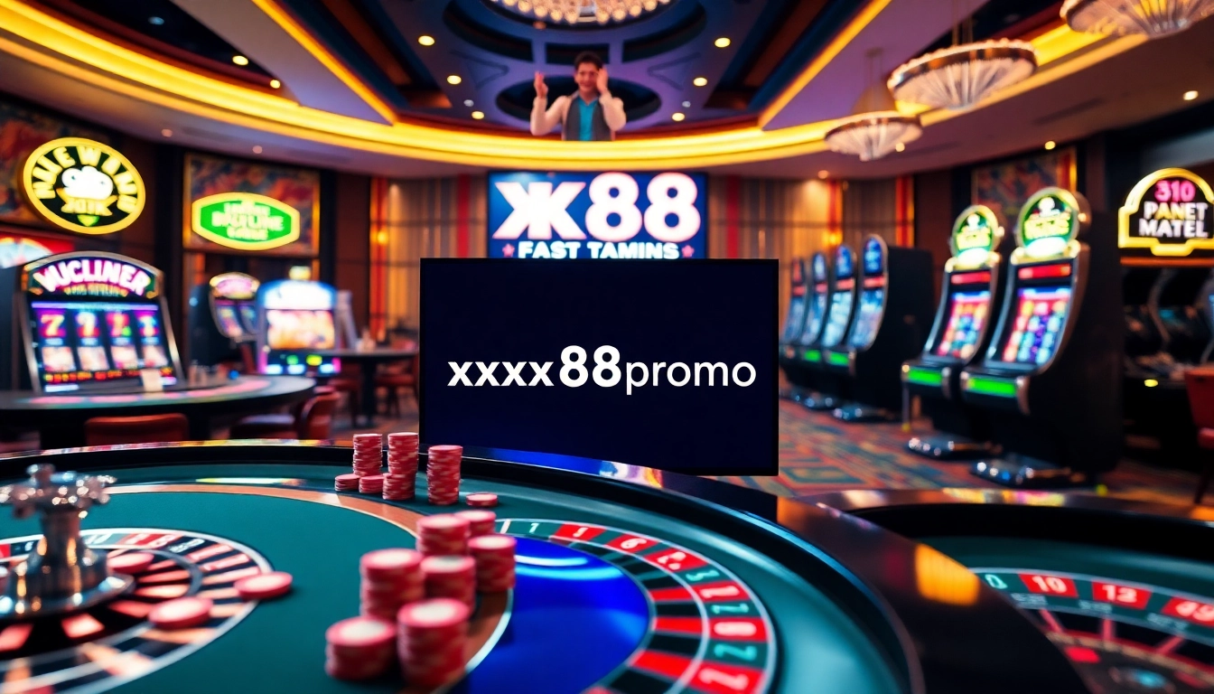Experience exciting online gambling at https://xx88.promo/ with vibrant slots, poker tables, and roulette wheels.