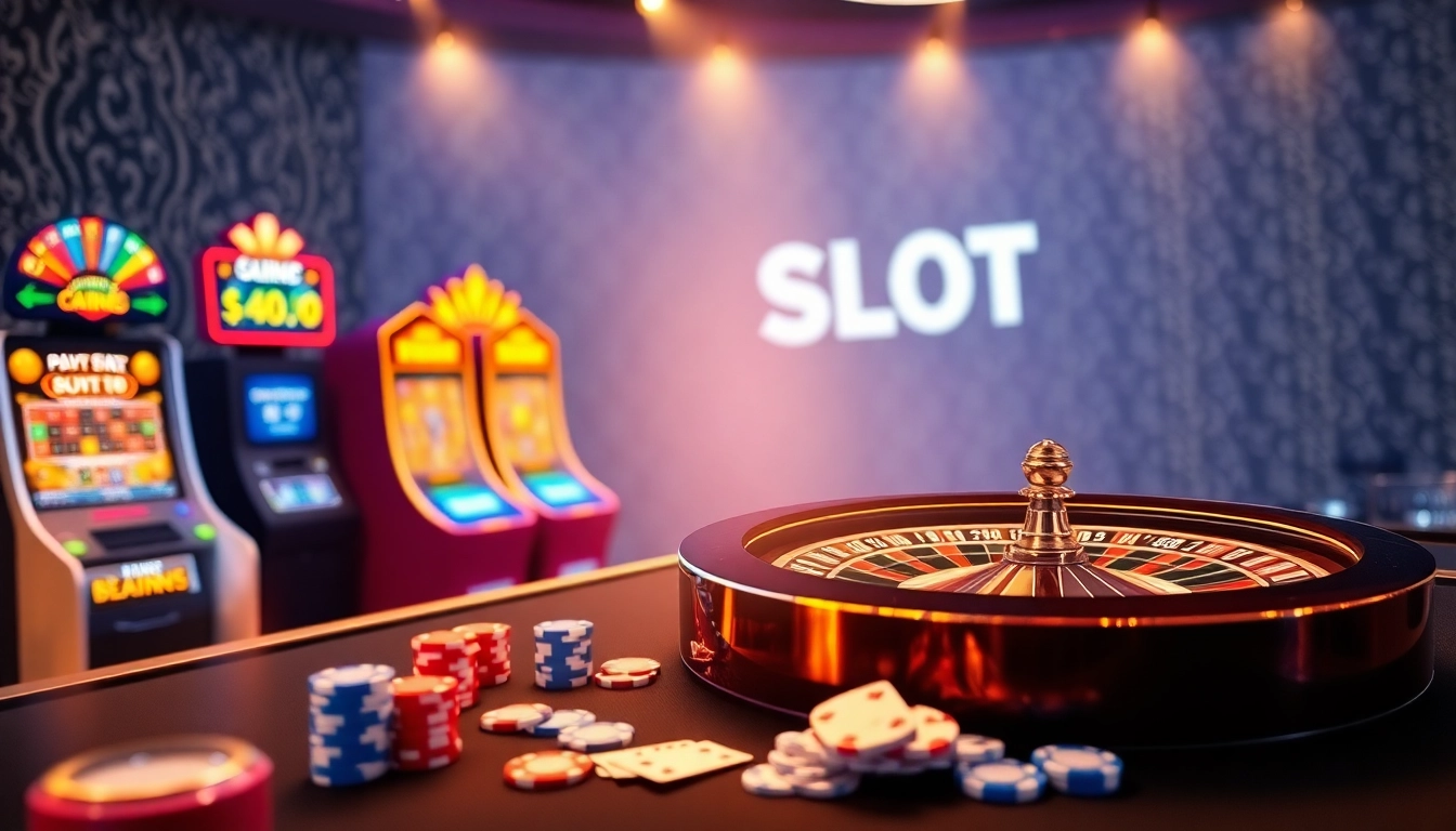 Experience the excitement of PGSLOT IN with vibrant slot machines and roulette action.