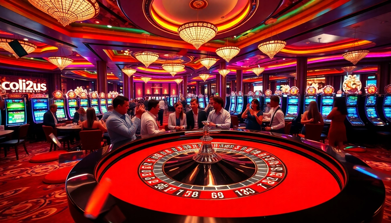 Players engaging with the go8 roulette table in a vibrant casino atmosphere.