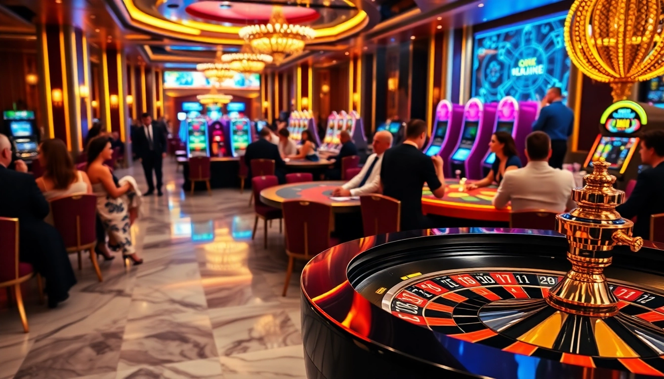Engage in thrilling casino games at mm88.com amidst a vibrant gambling atmosphere.
