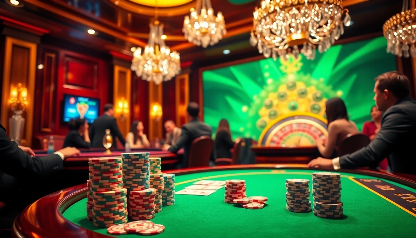 Players strategizing at a luxurious casino poker table while enjoying win55 betting excitement.