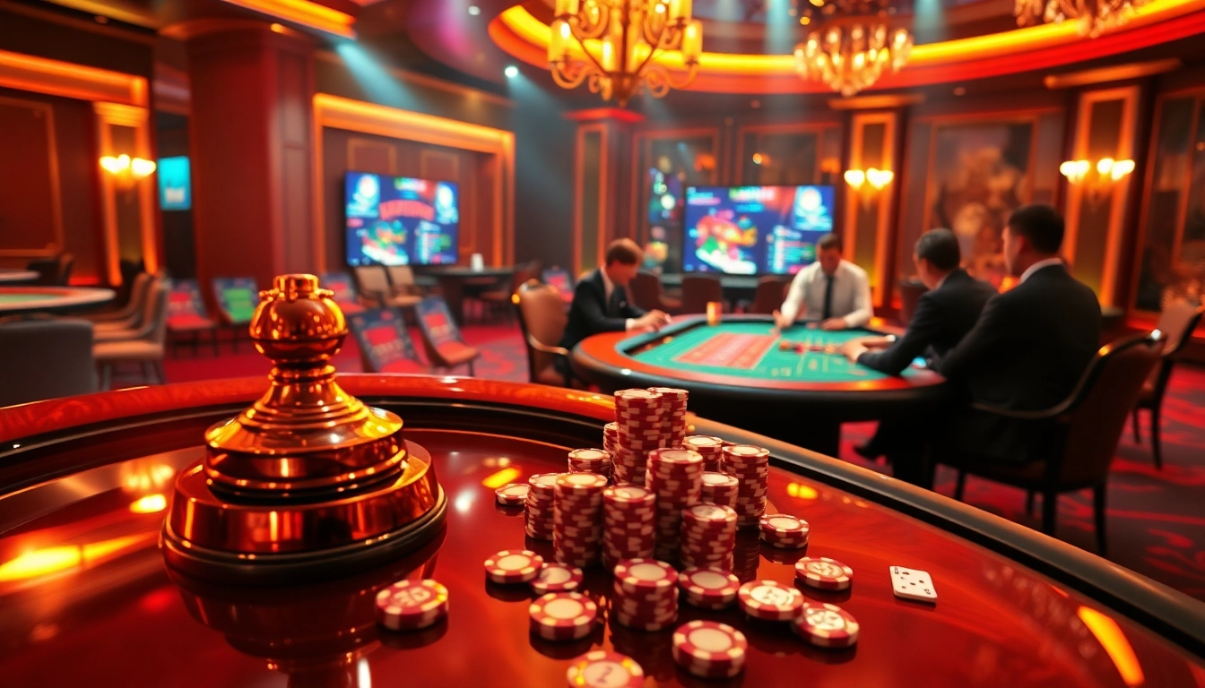 Bl555 players enjoying an immersive gambling experience at a vibrant casino table.