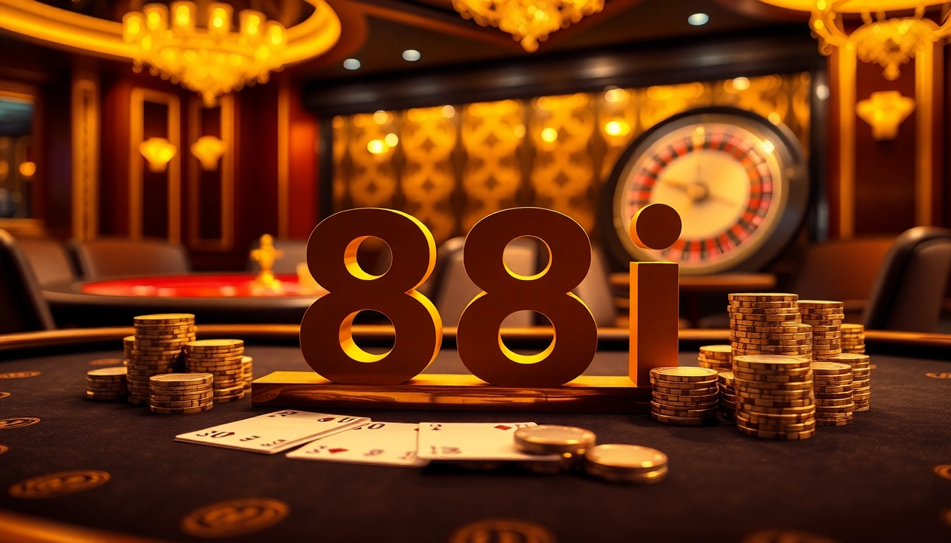 Experience the thrill at 88i casino with a vibrant poker table and luxury ambiance.