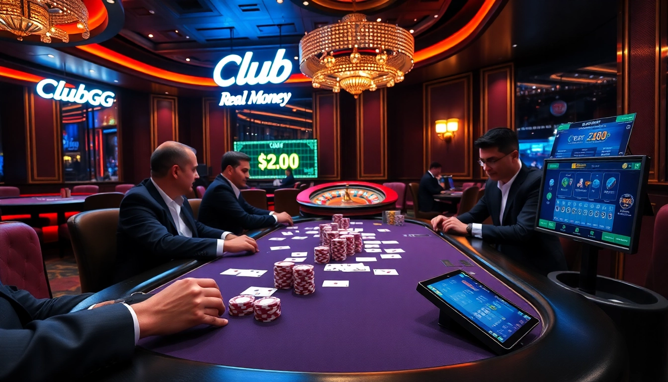 Players enjoying a thrilling game of poker with ClubGG real money stakes highlighted.