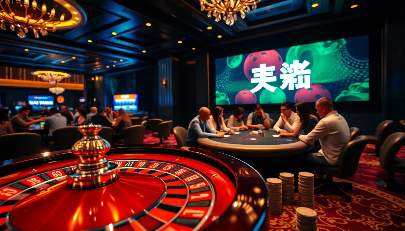 Experience thrilling แทงบอลโลก betting at a vibrant casino atmosphere with poker and roulette.