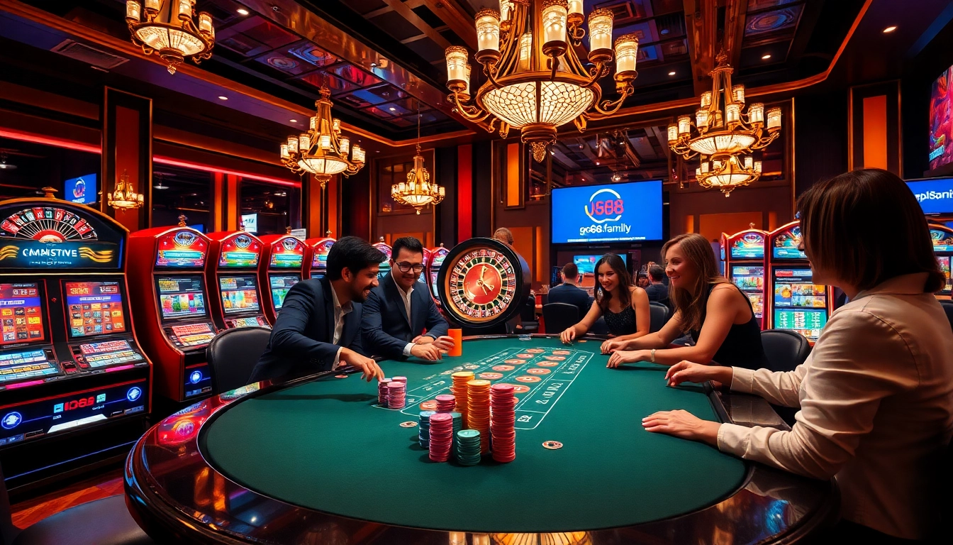 Players enjoying blackjack and slots at https://go88.family/, showcasing vibrant casino excitement.