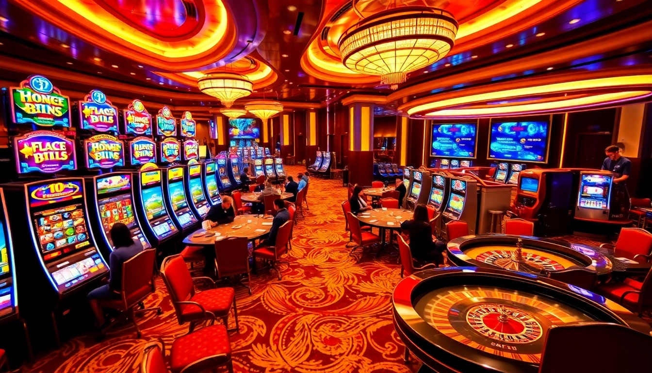 situs apiraja88 players enjoying exciting slot machines in a vibrant casino environment