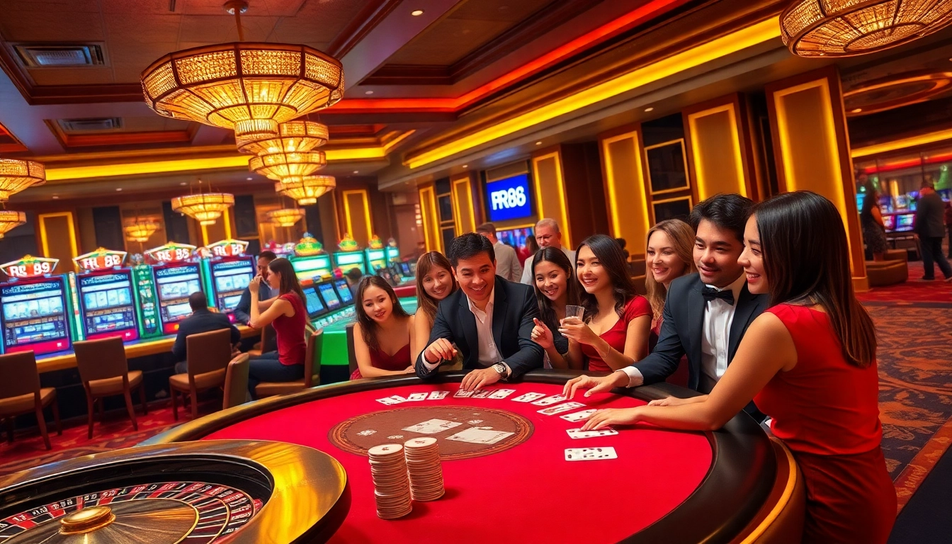 Players enjoying a thrilling moment at RR 88 in a luxurious casino setting with vibrant games.