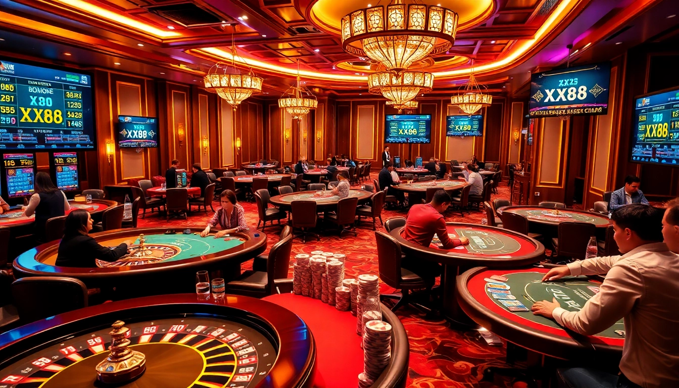 Experience luxury gaming at XX88 with vibrant casino tables and excitement.