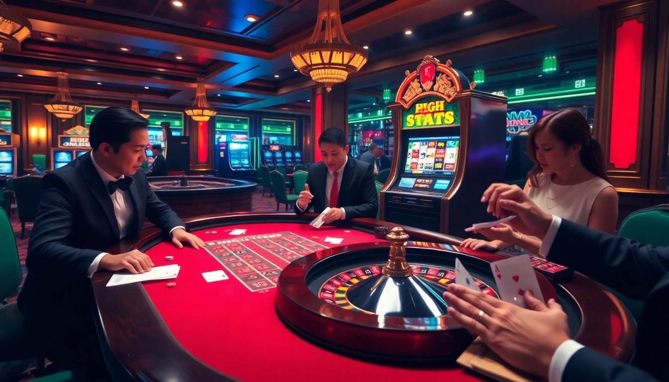 Excited players engaging at a roulette table in a luxurious MK8thai casino setting.