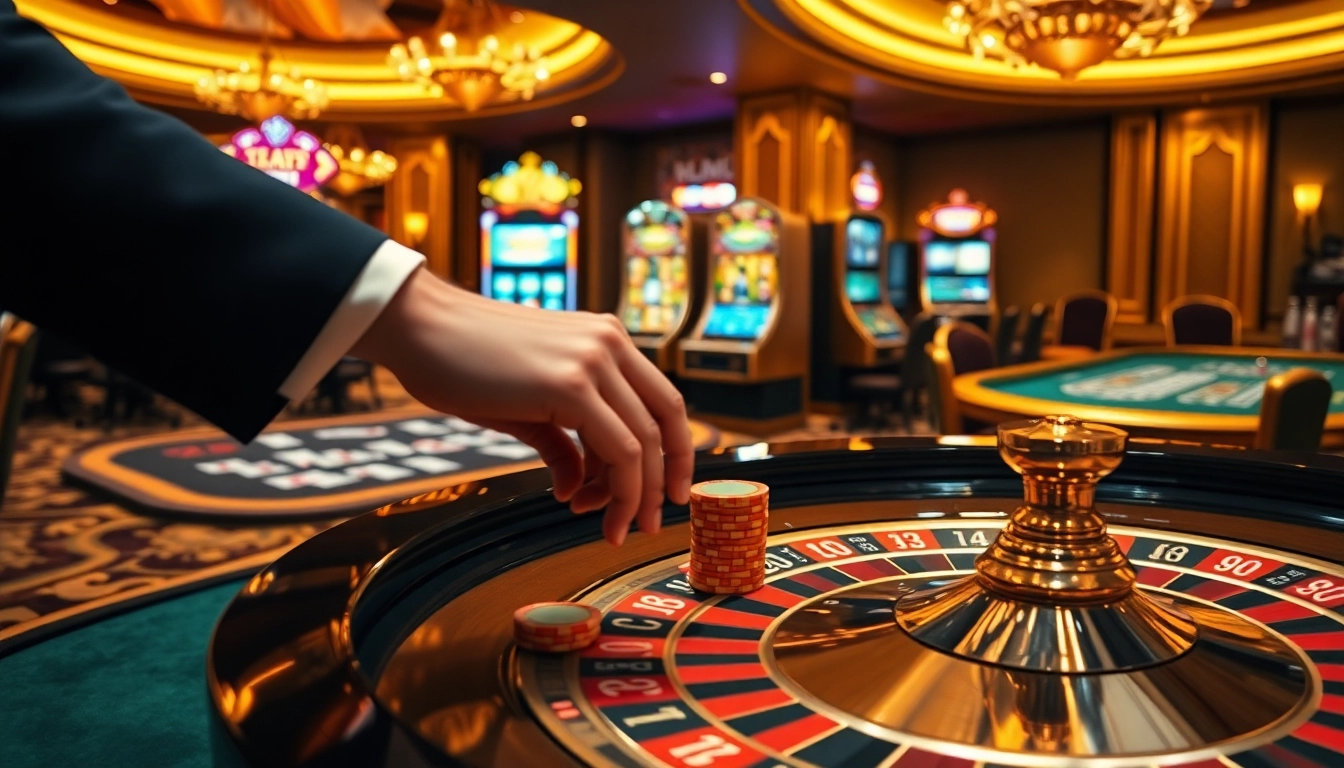 Kubet players engaging at a luxurious roulette table with vibrant chips and casino ambiance