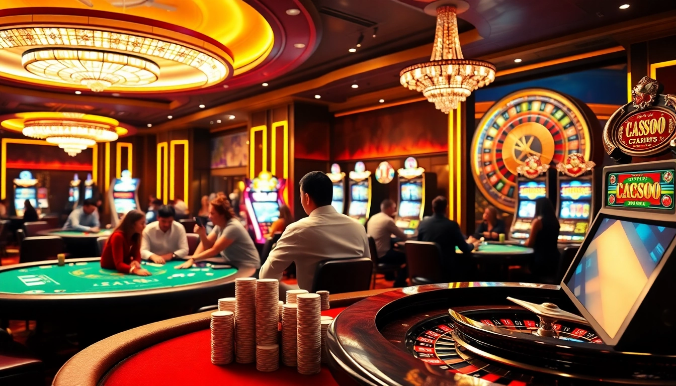 Action-packed gambling scene at Nhà cái 789club featuring poker tables and exciting casino games.
