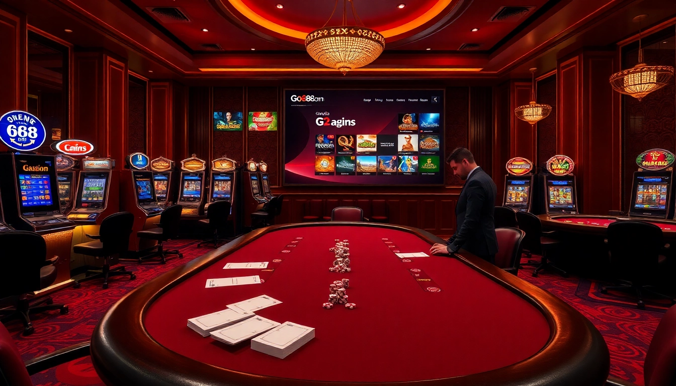 Play poker and enjoy slot machines at go 88 com's luxurious casino atmosphere.