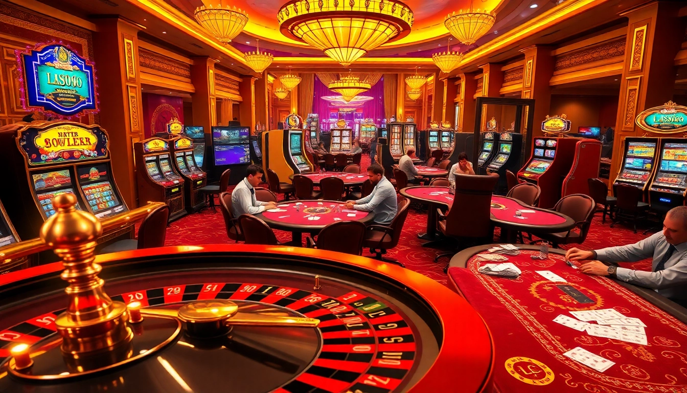Experience thrilling gameplay at LC 88 casino with poker chips and roulette action.