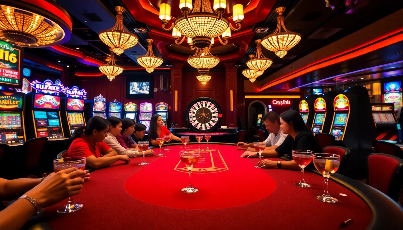 Experience the thrill of gambling at a high-stakes casino featuring nohu-inspired vibrant decor.