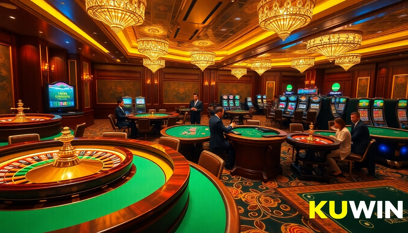 Engage in thrilling casino games at KUWIN, featuring vibrant tables, professional dealers, and exciting online gambling.